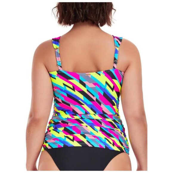 **RELLECIGA** Bandeau Tankini Top Ruched Tummy Control Swimsuits Top L NWT - Picture 3 of 6